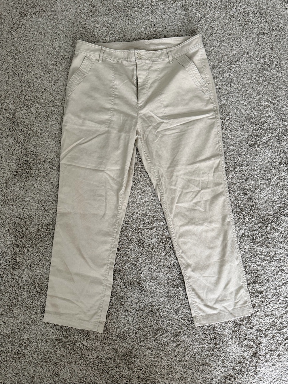 Eddie Bauer Eb Hemplify Straight Leg Cream Colored Utility Ankle Pants